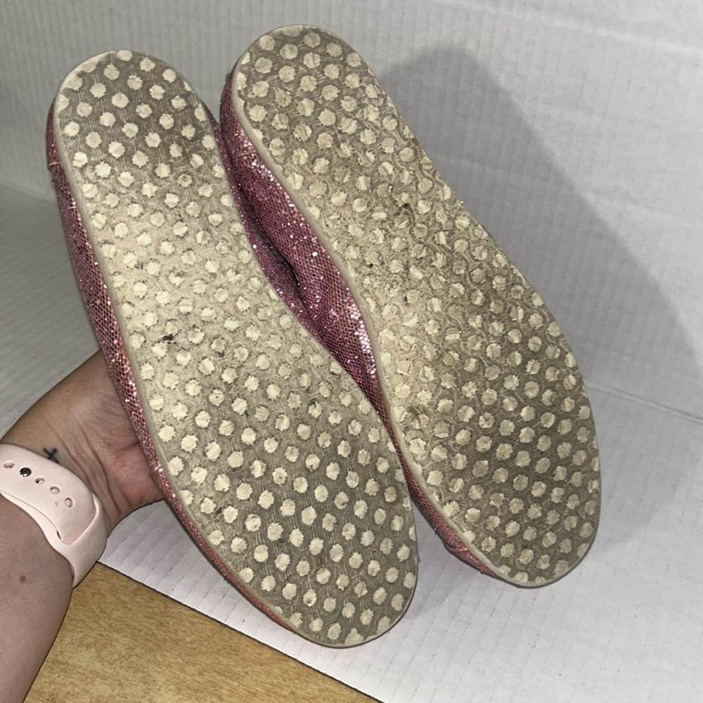 TOMS Pink Glitter Classic Canvas Slip On Shoes Size 7.5 - Picture 7 of 7